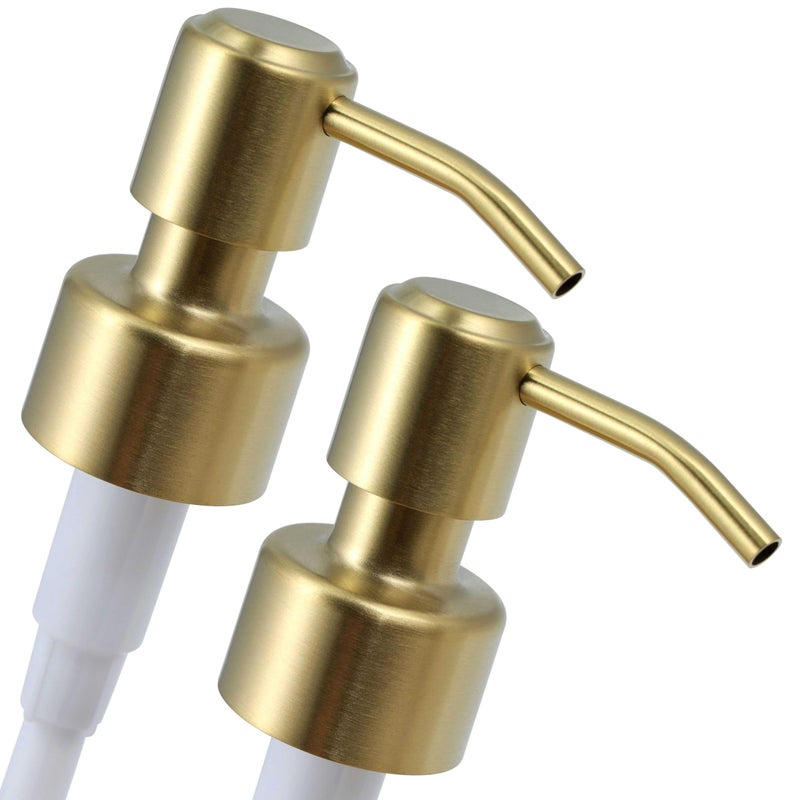 ALTGLAS Twin Pack  2X Stainless Steel Soap Pump Roma as Replacement for Liquid Hand Soap Dispensers Brushed Gold  Fits eg Jack Bottle